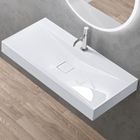 doporro Vasque à Poser 100cm avec Bonde Lavabo Suspendu Blanc Colossum810 Fonte Minérale Solid Surface 100x48x12cm