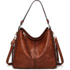 Sac à Main Femme en Cuir PU Souple - TSINCHIN - Marron - Multi-Poches - Bandoulière Ajustable et Détachable