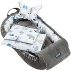 BELLOCHI GROWING IN STYLE Bellochi Kit Nids Bébé 5 Pièces - Reducteur de Lit Bebe une Couverture de Bebe Cale Tete Bébé un Oreiller Plat - Safari