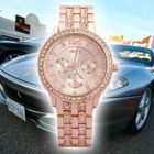 SHARPHY® Montre Femme de Luxe Marque GENEVA Rose D'or Diamant Quartz Analogique Horloge à la Mode