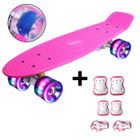 SINBIDE® Rose Skateboard Enfant & Ados, Planche À roulettes - Panneau Rétro, avec Roues Lumineuses LED