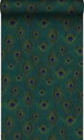 Origin Wallcoverings PP intissé éco texture plumes de paon bleu canard - 0,53 x 10,05 m - 347764