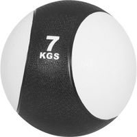 Médecine ball de 7 KG - GORILLA SPORTS - blanc/noir - caoutchouc - fitness fonctionnel