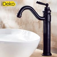 Mitigeur de cuisine salle de bain haut noir - IDEKO - Fixe - 215 mm - Monotrou