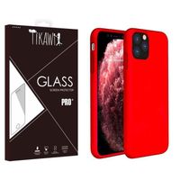 Tikawi Coque Iphone 11 Pro Max 6.5" Silicone Rouge + Verre trempé Tikawi [Gel Souple] [Haute Protection] [Anti-Rayure] [Fine]