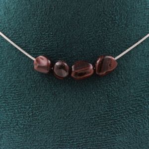 Collier Perles Quartz Rutile Rouge Du Brésil - Chaine Acier Inoxydable - Neuf Avec étiquettes A Bijoux