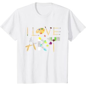 CRAYON DE COULEUR Cadeau Pour Peintre I Love Art Pinceau Palette Dessinateur T-Shirt[V810]