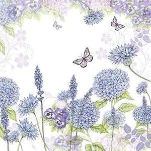 SERVIETTE JETABLE Fleurs Papillons Violet 3-PLY 20 Serviettes en Pap