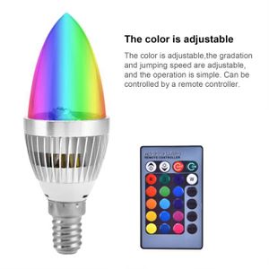 AMPOULE - LED lumière LED RVB E14 / E12 3W RGB LED Ampoule de lampe à bougie à changement de couleur + Kit de télécommande E14