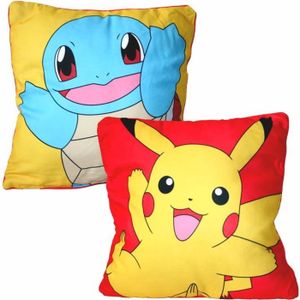 COUSSIN - MATELAS DE SOL Pikachu & Carapuce | Coussin 40 x 40 cm | Pokémon | Enfants Oreiller Décoratif