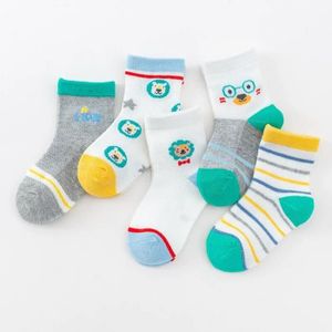 CHAUSSETTES 5 paires-lot de chaussettes respirantes pour bébé garçon,licorne,maille d'été,chaussettes fines pour bébé-THY002-lion-1-3years