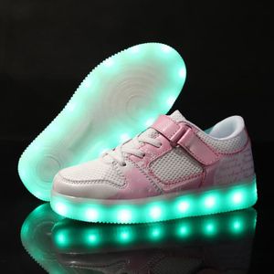 Muium Chaussure LED Enfants Kid Bébé Garçons Filles Maille Solide LED Sport Lumineux Baskets Chaussures 