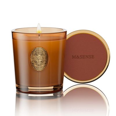 Bougie Parfumée M&SENSE Flammes Ardentes 550g - Feu De Bois Patchouli Cèdre 110 Heures