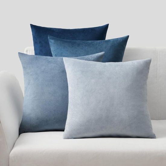Topfinel Housse de Coussin 45x45 Gris Dégradé en Velours avec Finition Lustrée - Lot de 4 pour