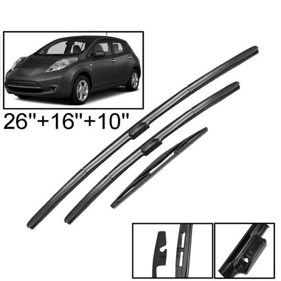 Jeu D'essuie-glaces Avant/arrière Pour Nissan Leaf II (2018+) - 3 Pièces (650mm+400mm+350mm), Type U - 5