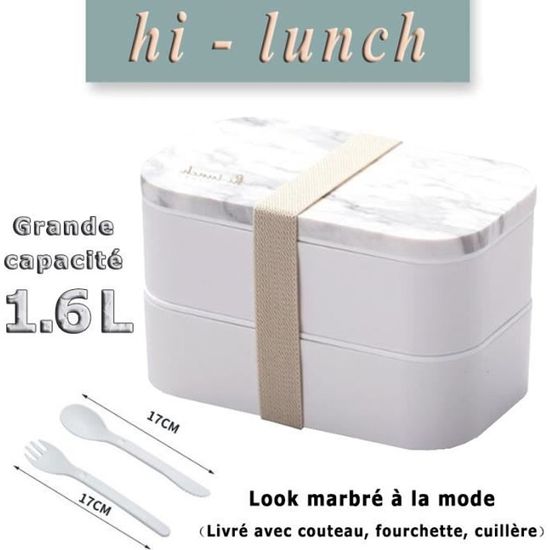 1.6L Grande Capacité Boîte Lunch Motif de Marbre de Mode | Micro-Ondes & Lave-Vaisselle | Boîte Déjeuner Adultes ou Enfants Premium