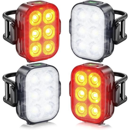Set Lot de feux de Éclairage de vélo à LED – Feu avant et feu arrière