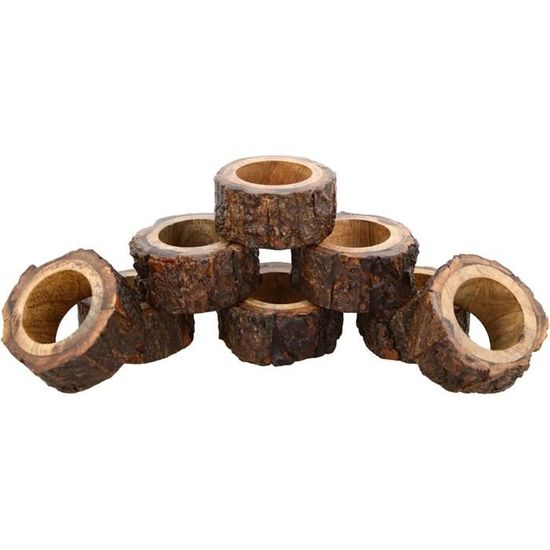 12 Ronds De Serviette En Bois D'acacia Fait Main - Décoration De Table Artisanale - Fabriqué En Inde - Cadeau Déco
