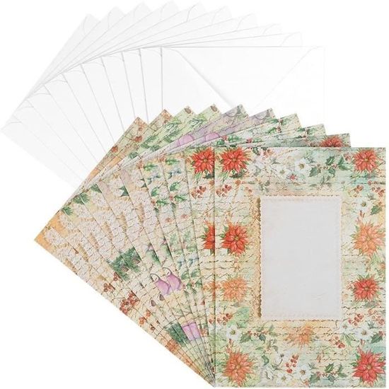 Ideen Mit Herz Lot De 10 Cartes De Vœux Avec Enveloppes - Blanches - Multicolore - Neutre - Idéales Pour Les Félicitations D'anniversaire, De Mariage, Etc. - DIN B6 (aspect Marbre