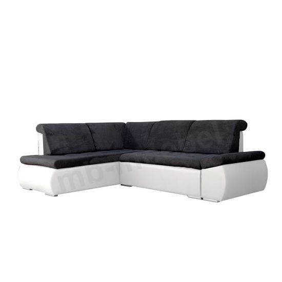 Canapé D'angle Convertible TONY 3 Places Noir - HAPPY GARDEN - Neuf