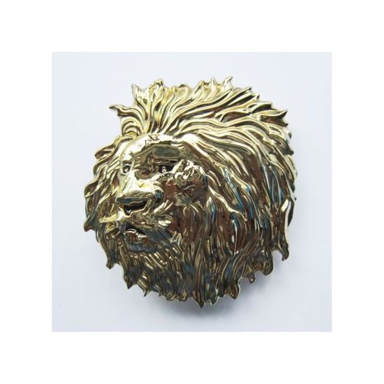 Boucle de ceinture tete de lion dor homme femme nature Jaune