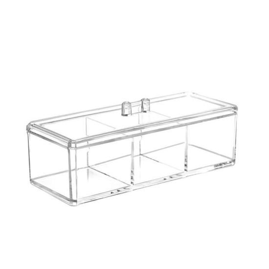 Lot De 4 Pots De Rangement Transparents Salle De Bain - Pour Coton-Tiges, Boules De Coton, Tampons - Avec Couvercles Et Étiquettes