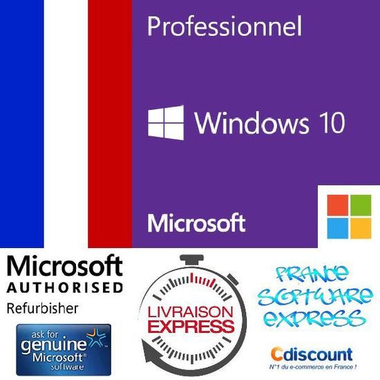 WINDOWS 10 Professionnel 32 / 64 bits FR à télécharger Cdiscount