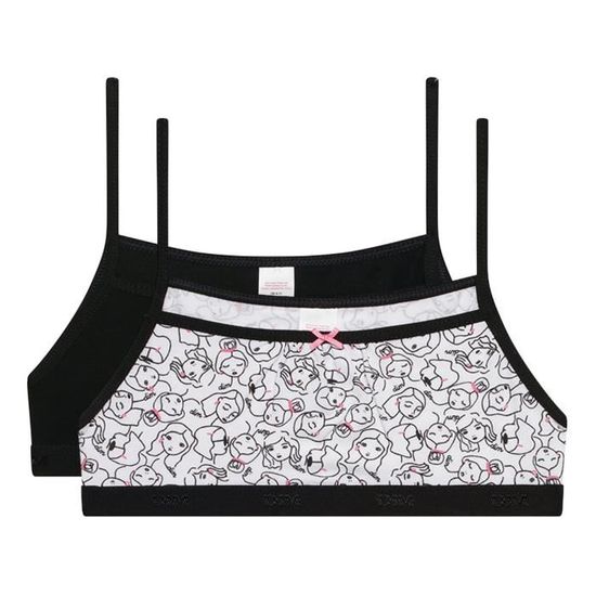 Lot de 2 brassières en jersey de coton - Noir/blanc - Kids | H&M CA