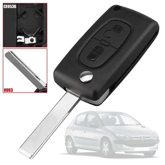 Coque De Clé HU83 Pour Citroën C3, C4, Peugeot 207, 308 - 2 Boutons Avec Lame + Tournevis