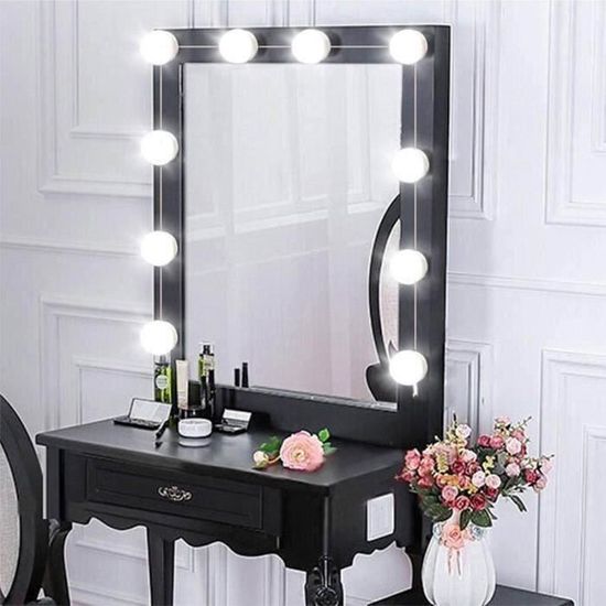 Jinlaili 14 Ampoules LED Hollywood Style Dimmables – Lumière Miroir Maquillage 3 Couleurs, 9 Niveaux De Luminosité, Parfait Pour Coiffeuse Et Vanity
