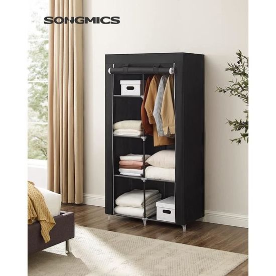 Armoire de rangement Penderie dressing en tissu intissé SONGMICS Noir