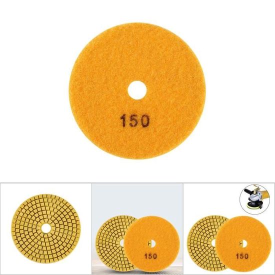 KURSTOL Set 7 Tampons Polissage Diamant Sec 4 Pouces Grain 100 - Pour Granit Marbre Quartz