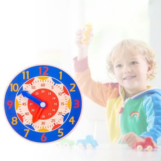 Puzzle Horloge en Bois Jouet Éducatif Apprendre à Lire l'Heure Blocs de