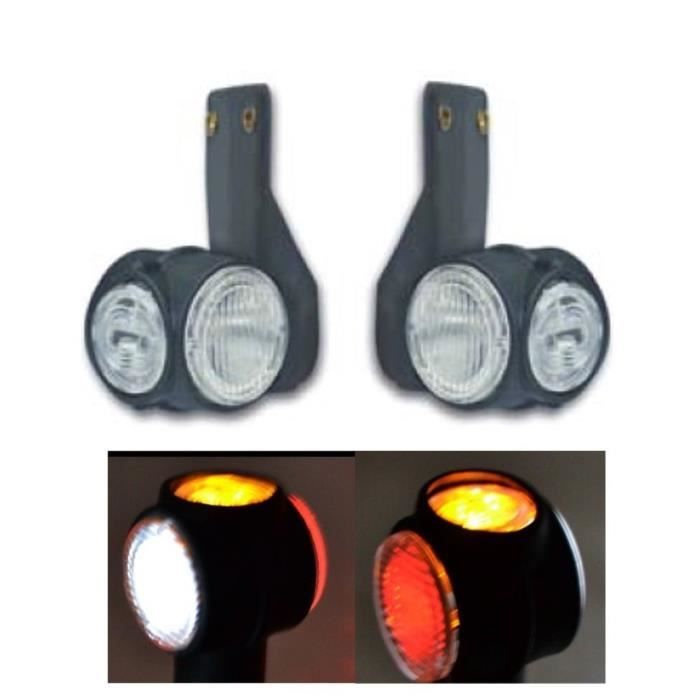 Lot De 2 Feux De Gabarit 12V 24V LED 3 Couleurs Rouge Orange Blanc Pour Auto Camion Caravane Fourgon Remorque