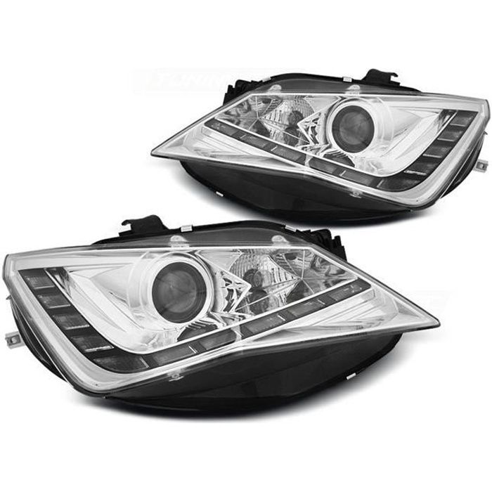 Paire de feux phares Seat Ibiza 6J 12-17 Daylight led DRL chrome (E29)