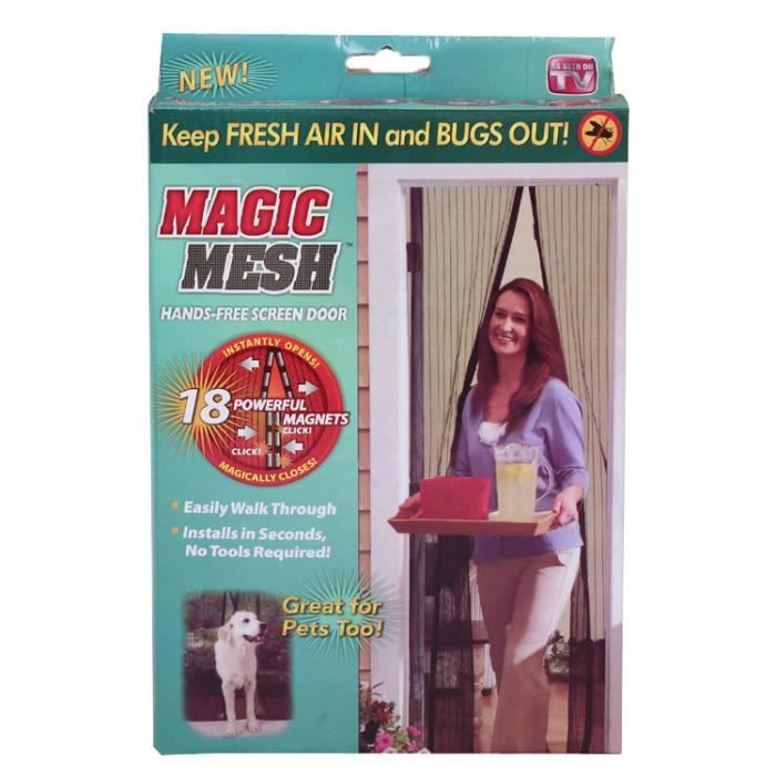 Rideau de porte Moustiquaire fermeture magnétique installé velcro 100x210cm noir