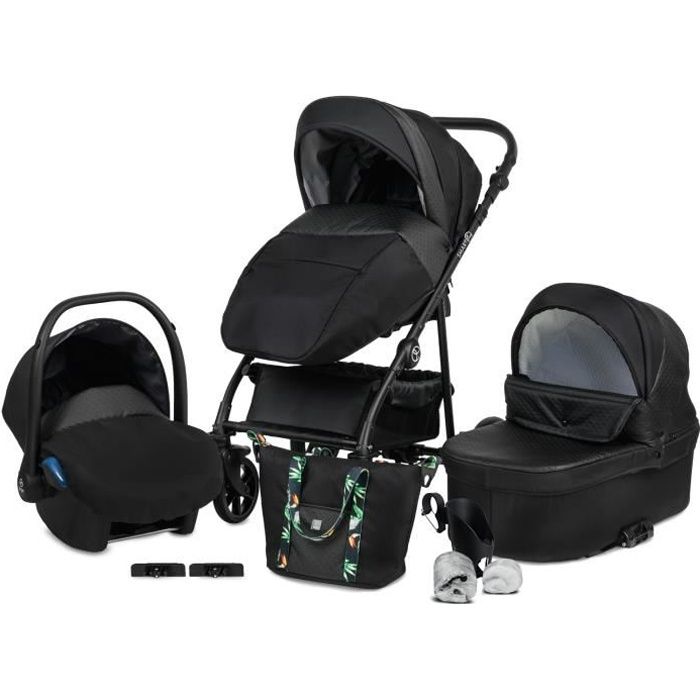 Poussette Combinée Trio 3 en 1 SmartLine – Noir - Landau, poussette promenade, siège auto Groupe 0+ - Livrée avec ses accessoires.