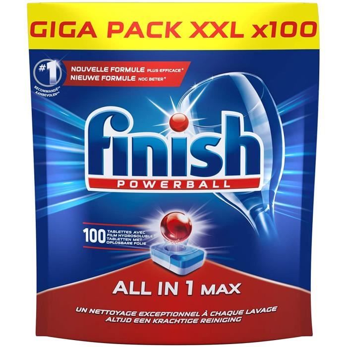 Finish Pastilles Lave-Vaisselle Powerball All in One Max - 100 Tablettes Lave-Vaisselle