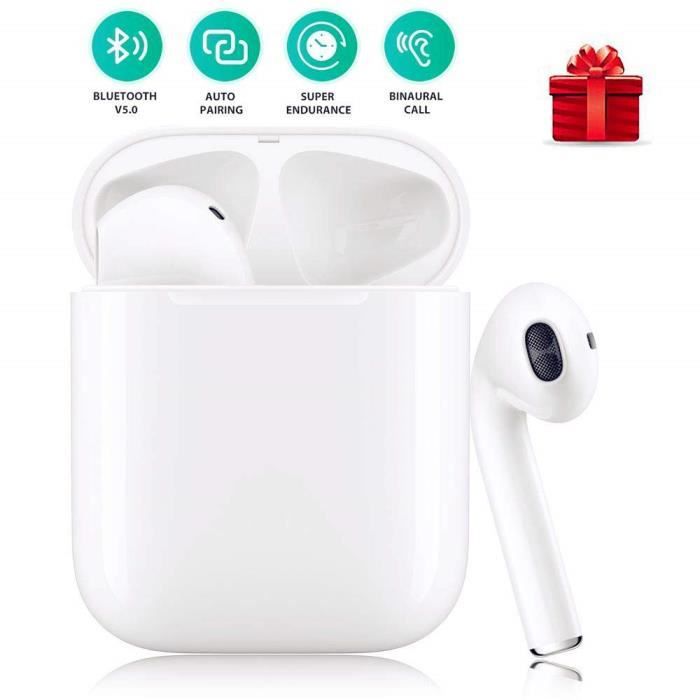 TWS i12 Écouteurs Bluetooth 5.0 Stéréo 3D Secure Fit Contrôle Tactile IPX5 Étanches Casques sans Fil pour Le Travail et Le Sport
