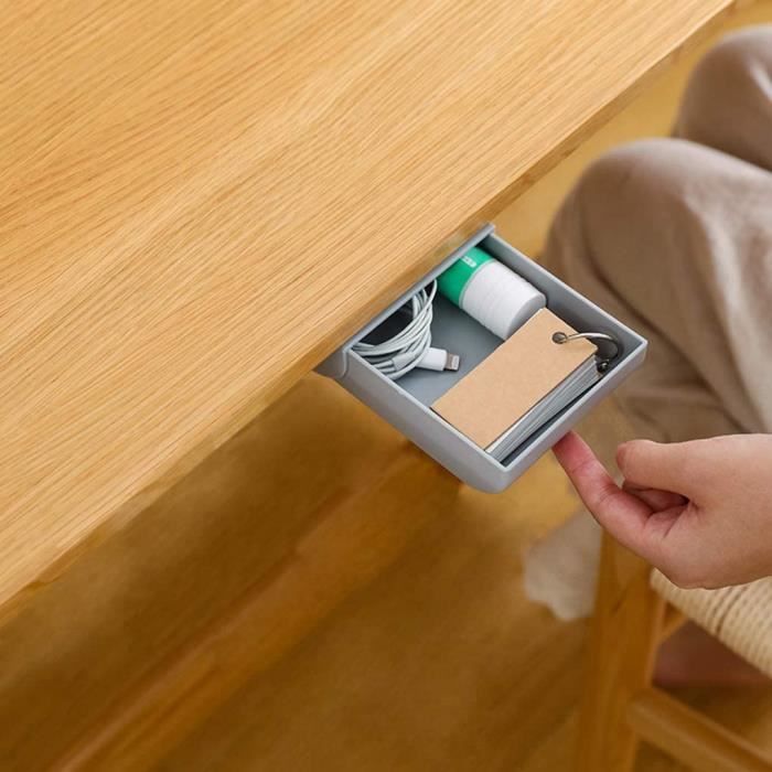 Boîte de Rangement à Tiroirs Cachée sous la Table Convient au Rangement des Ustensiles de Cuisine et de la Papeterie de Bureau 22x9x