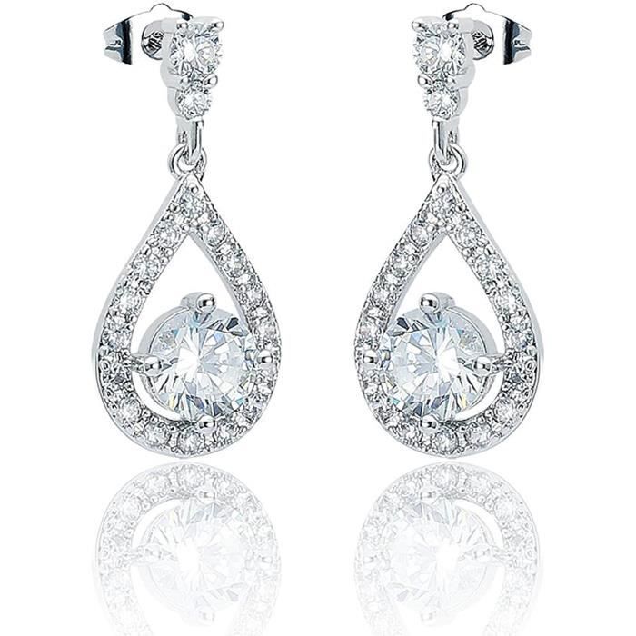 BOUCLE D OREILLE es doreilles pendant Zircon Cristal 18k plaqueacute or brillant paillettes or goutte Swarovski Elements pour f537