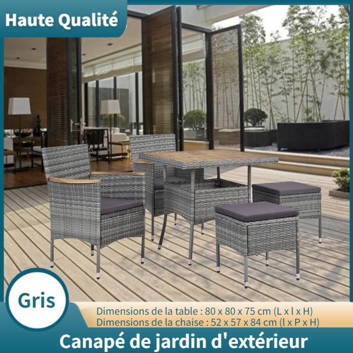 Canapé de jardin d'extérieur Salon de Jardin Gris Résine tressée HB010