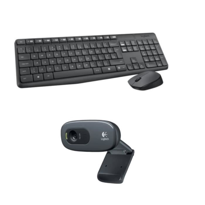 LOGITECH - Pack clavier souris sans fil MK235 + webcam middle C270
