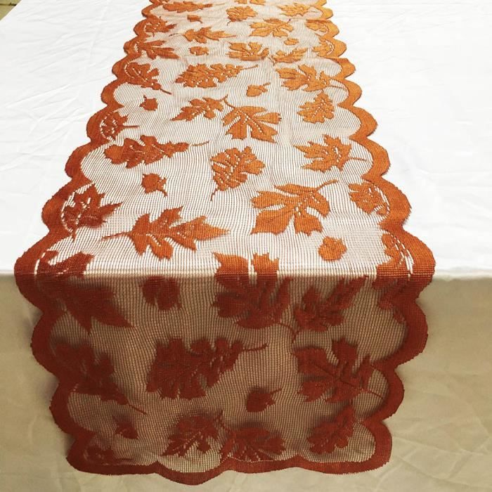 Chemin de table en dentelle feuille d'érable parfait pour les dîners d'automne décor de restaurant - Muesdeit 11341