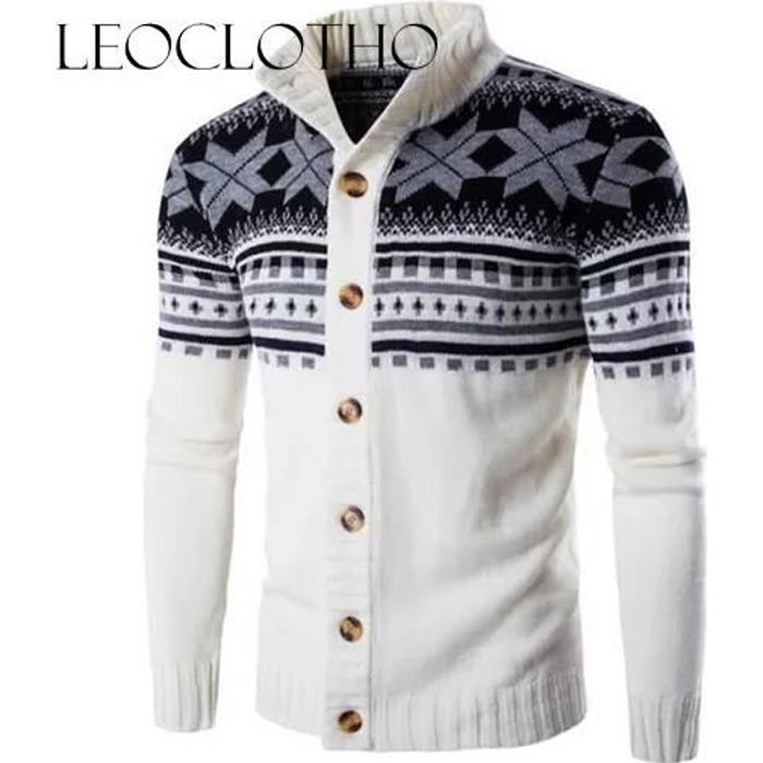 Pull Homme imprimé Cardigan homme pull bouton Pull jacquard homme Pull épais pour homme vintage