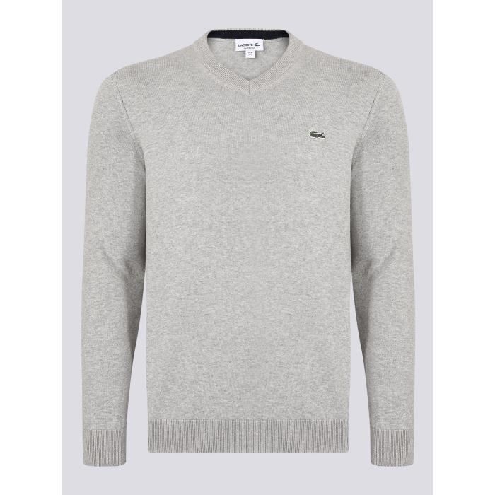 Lacoste Pull Homme Gris col en V