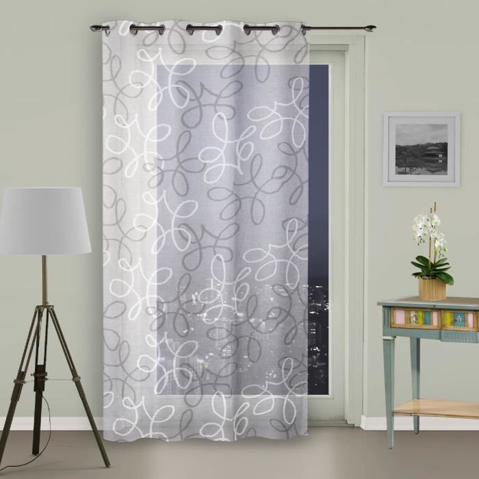 SOLEIL D'OCRE Voilage à œillets Manon - 135x250 cm - Blanc et gris