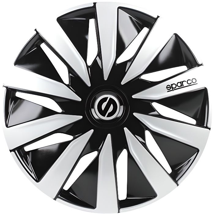 SPARCO 4 Enjoliveurs Lazio 15- Noir et Argent