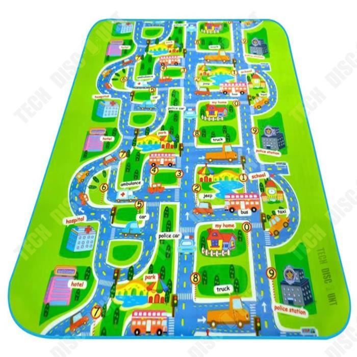 TD® Carte de la ville pour enfants piste route route panneau routier scène de la circulation jouet voiture jeu tapis de sol