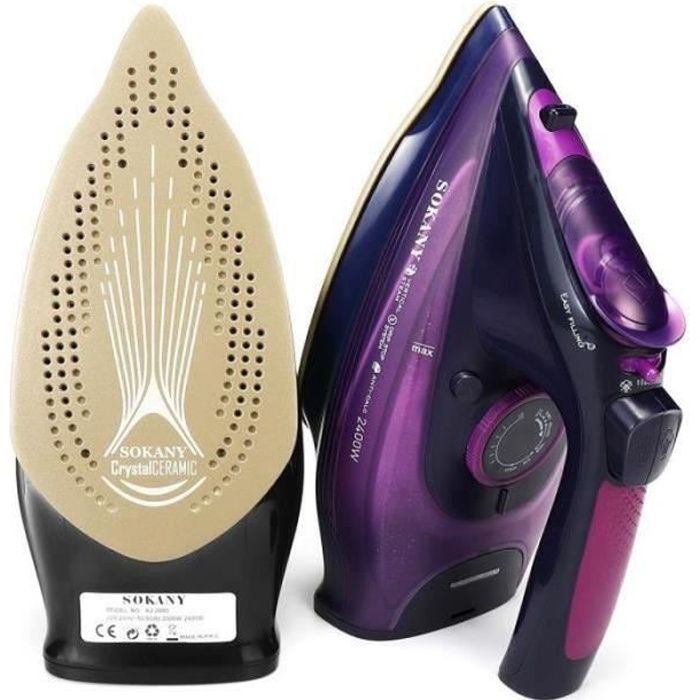 RS13274-Fer à Vapeur Repasser 2400W Sans fil 5 Vitesse Réglable Anti-goutte Anti-calcaire EU Plug Violet